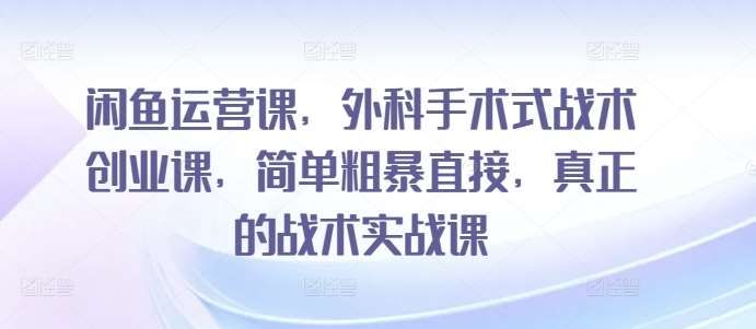 闲鱼运营课，外科手术式战术创业课，简单粗暴直接，真正的战术实战课-梓川副业网-中创网、冒泡论坛优质付费教程和副业创业项目大全