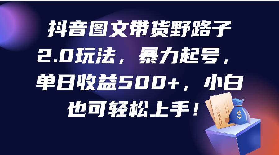 抖音图文带货野路子2.0玩法，暴力起号，单日收益500+，小白也可轻松上手！-梓川副业网-中创网、冒泡论坛优质付费教程和副业创业项目大全