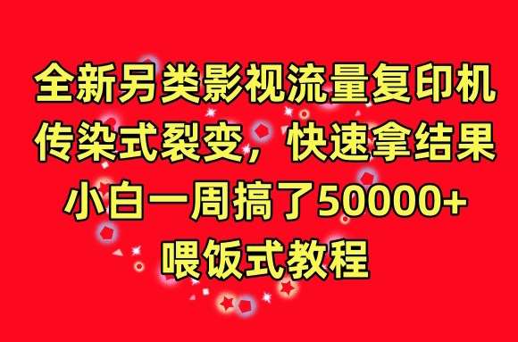 全新另类影视流量复印机，传染式裂变，快速拿结果，小白一周搞了50000+，喂饭式教程【揭秘】-梓川副业网-中创网、冒泡论坛优质付费教程和副业创业项目大全