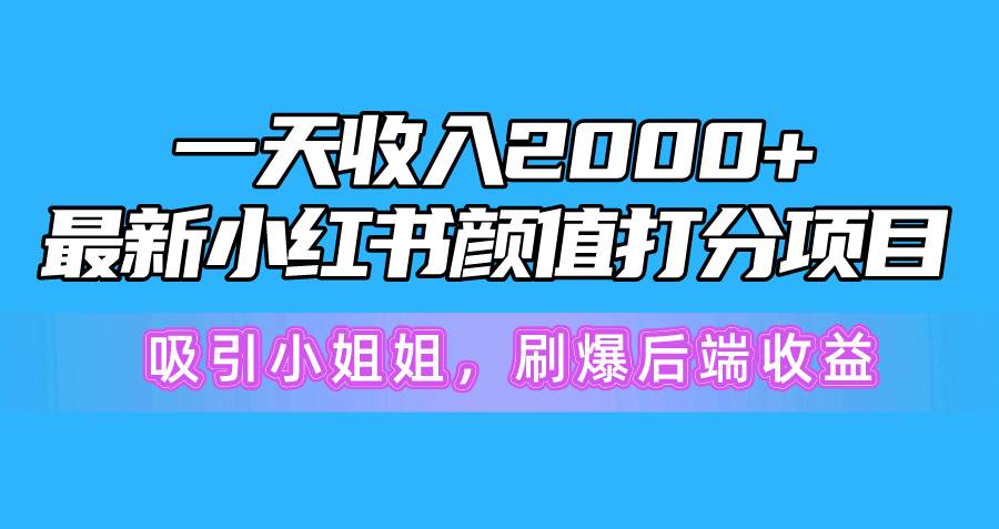 一天收入2000+，最新小红书颜值打分项目，吸引小姐姐，刷爆后端收益-梓川副业网-中创网、冒泡论坛优质付费教程和副业创业项目大全