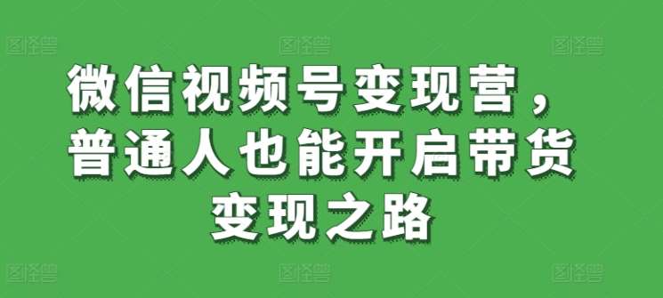 微信视频号变现营，普通人也能开启带货变现之路-梓川副业网-中创网、冒泡论坛优质付费教程和副业创业项目大全