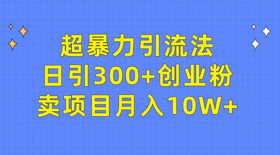 超暴力引流法，日引300+创业粉，卖项目月入10W+-梓川副业网-中创网、冒泡论坛优质付费教程和副业创业项目大全