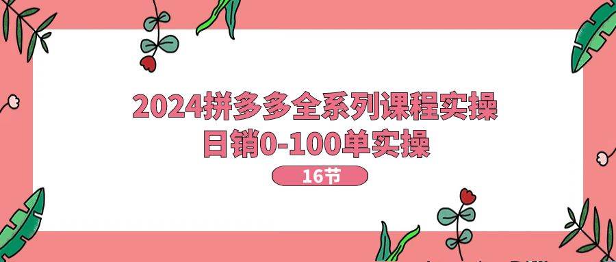 2024拼多多全系列课程实操，日销0-100单实操【16节课】-梓川副业网-中创网、冒泡论坛优质付费教程和副业创业项目大全