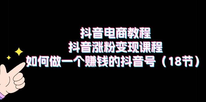 抖音电商教程：抖音涨粉变现课程：如何做一个赚钱的抖音号（18节）-梓川副业网-中创网、冒泡论坛优质付费教程和副业创业项目大全