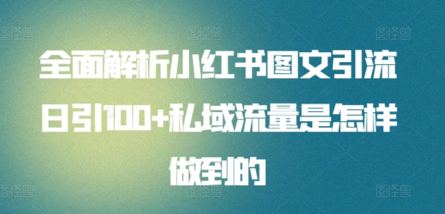 全面解析小红书图文引流日引100私域流量是怎样做到的-梓川副业网-中创网、冒泡论坛优质付费教程和副业创业项目大全