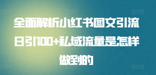 日引流100私域流量小红书图文是怎样做到的全面解析-梓川副业网-中创网、冒泡论坛优质付费教程和副业创业项目大全