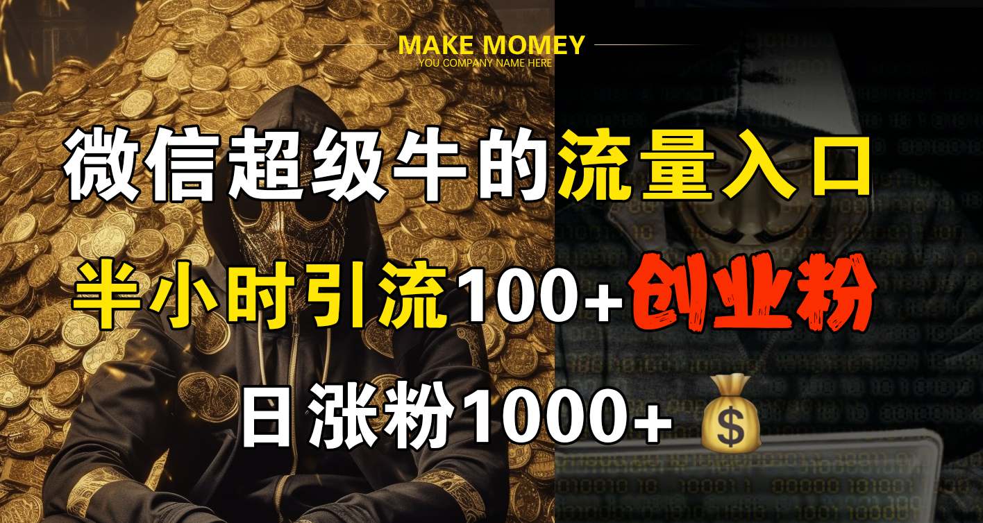 微信超级牛的流量入口，半小时引流100+创业粉，日涨粉1000+-梓川副业网-中创网、冒泡论坛优质付费教程和副业创业项目大全