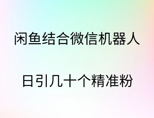 闲鱼结合微信机器人，日引几十个精准粉-梓川副业网-中创网、冒泡论坛优质付费教程和副业创业项目大全