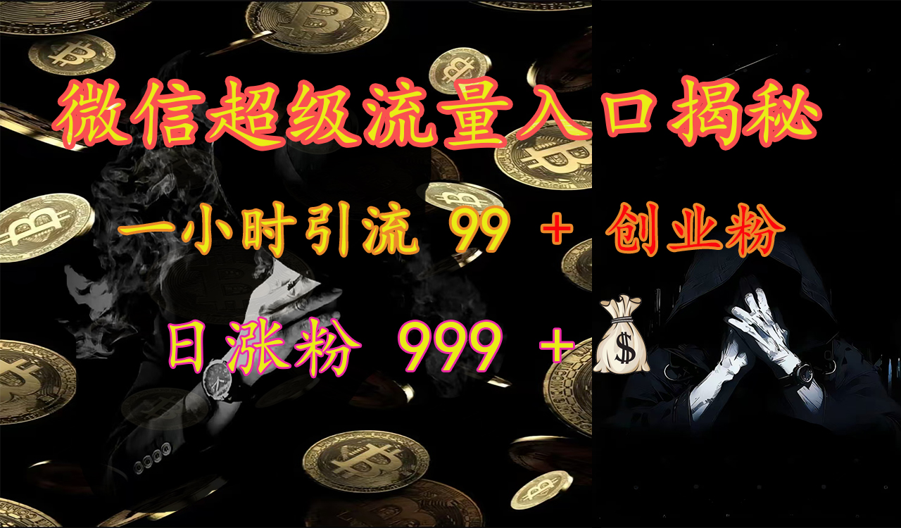 微信超级流量入口揭秘：一小时引流 99 + 创业粉，日涨粉 999 +【揭秘】-梓川副业网-中创网、冒泡论坛优质付费教程和副业创业项目大全