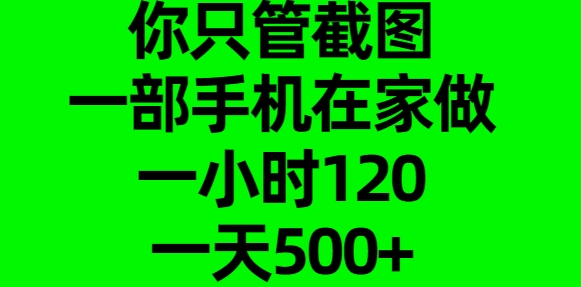 你只管截图，一部手机在家做，一小时120，一天500+-梓川副业网-中创网、冒泡论坛优质付费教程和副业创业项目大全