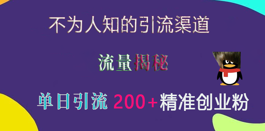 不为人知的引流渠道，流量揭秘，实测单日引流200+精准创业粉-梓川副业网-中创网、冒泡论坛优质付费教程和副业创业项目大全