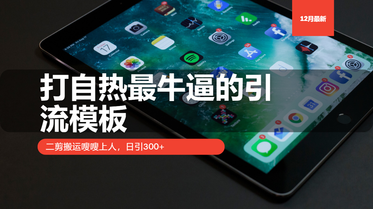 打自热最牛逼的引流模板，日引300+，二剪搬运嗖嗖上人-梓川副业网-中创网、冒泡论坛优质付费教程和副业创业项目大全