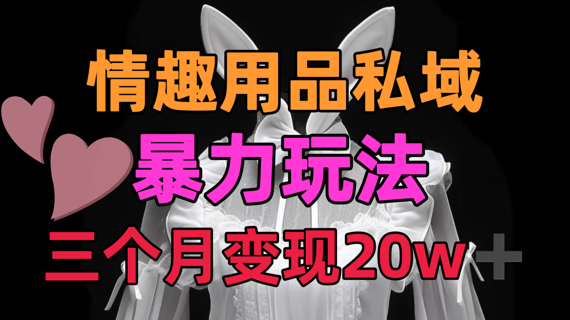 情趣用品私域，25年最新暴力玩法，三个月变现20w➕-梓川副业网-中创网、冒泡论坛优质付费教程和副业创业项目大全