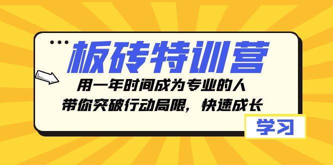 板砖特训营，用一年时间成为专业的人，带你突破行动局限，快速成长-梓川副业网-中创网、冒泡论坛优质付费教程和副业创业项目大全